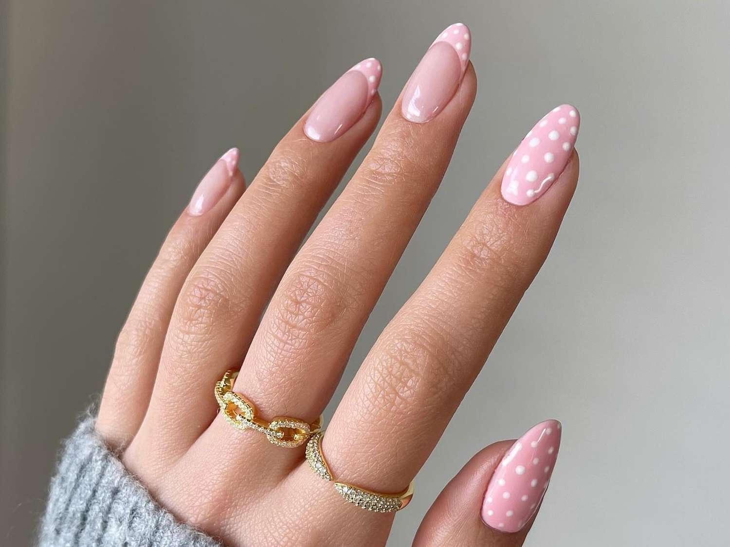Pink polka dot nails